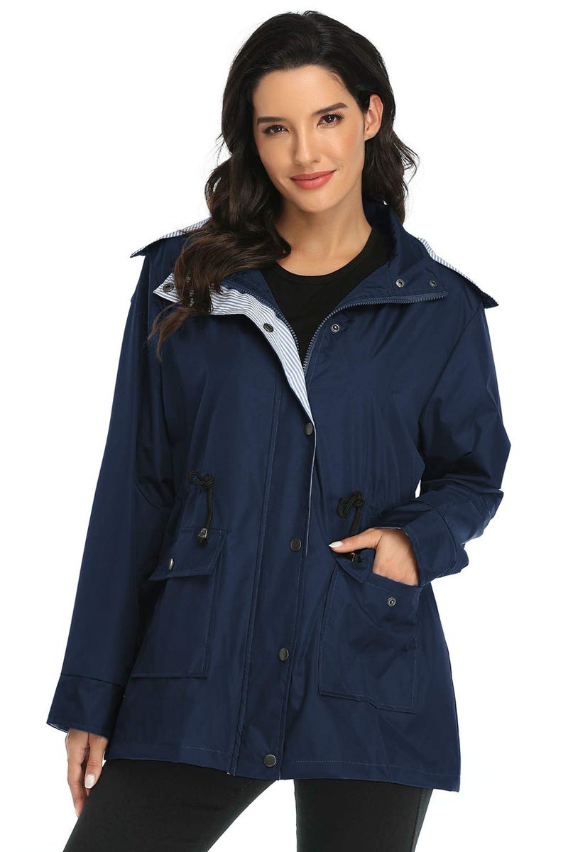 Arthas Women's Lightweight Rain Jacket Waterproof Breathable Raincoat with Hood Active Outdoor Hooded Windbreaker Trench Coats - Image 4
